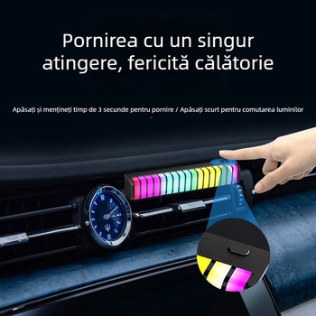 Lumină ambientală LED pentru mașină cu senzor de spectru muzical și control vocal, corp dreptunghiular, abajur PVC, bază PVC, alimentare 5V