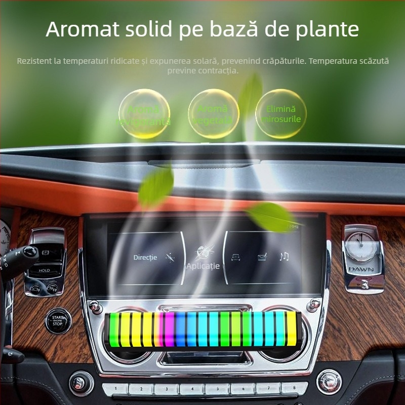 Lumină ambientală LED pentru mașină cu senzor de spectru muzical și control vocal, corp dreptunghiular, abajur PVC, bază PVC, alimentare 5V
