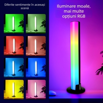 Lampa ambientală RGB pentru desktop, alimentare la priză, cu detecție de sunet, control vocal și iluminare în ritm muzical