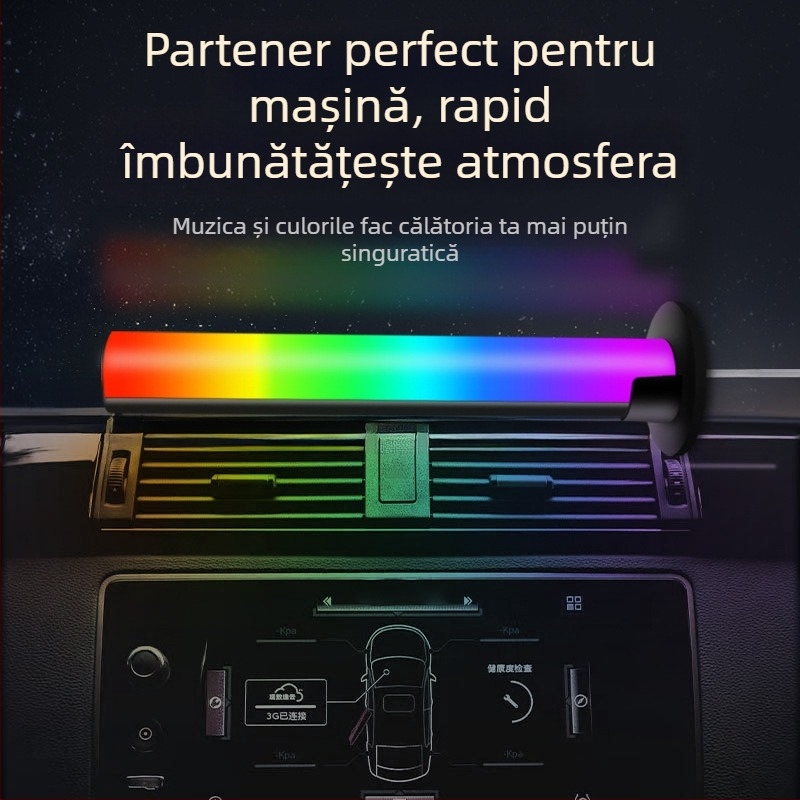 Lampa ambientală RGB pentru desktop, alimentare la priză, cu detecție de sunet, control vocal și iluminare în ritm muzical