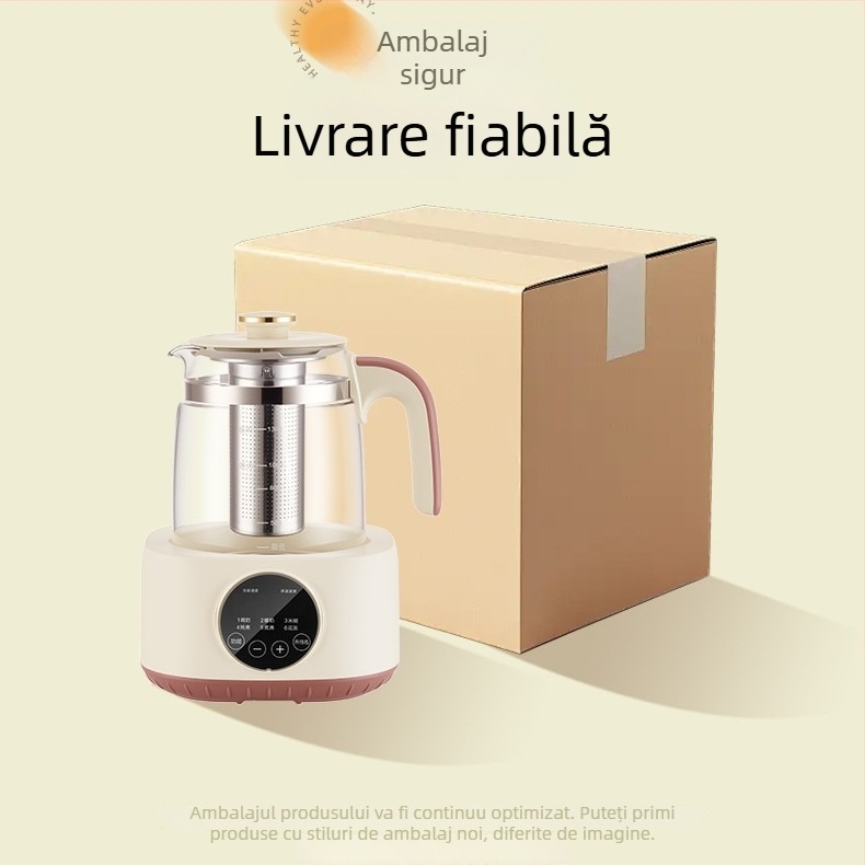 Ceainic de sănătate cu corp din sticlă, capacitate 1–1,5 L, 500–1000 W, 220 V, control tactil