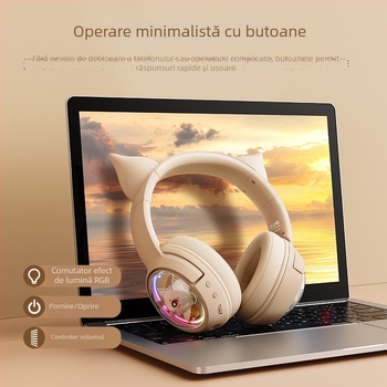 ONIKUMA Căști cu urechi de pisică, Bluetooth 5.3, rază de 10 m, latență scăzută pentru esports, autonomie 4–8 ore