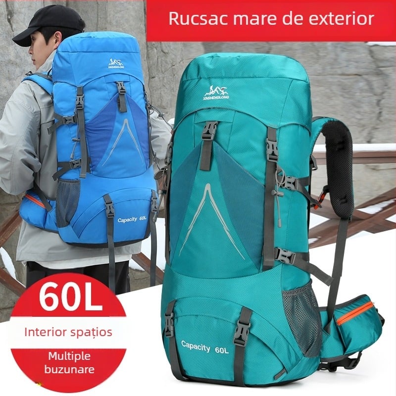 Rucsac de drumeție din nylon, 60L, pentru drumeții, camping și călătoriile