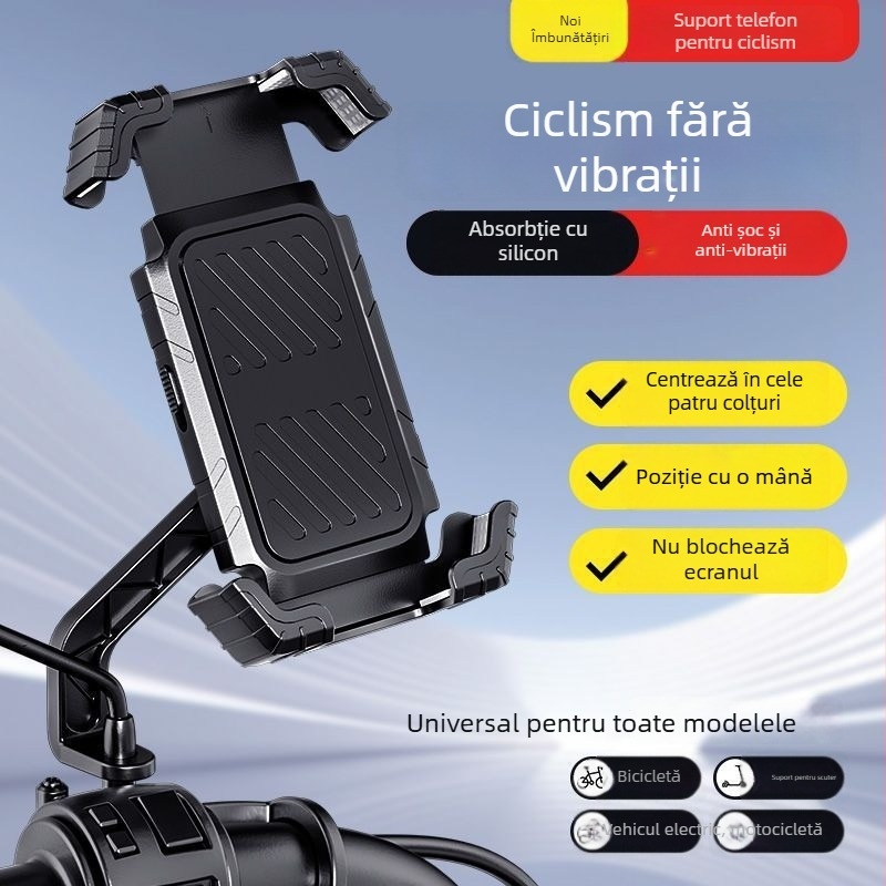Suport de telefon pentru bicicletă electrică cu încărcare wireless, material gel moale, stil IP