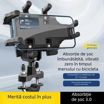 Suport pentru telefon pentru motocicletă, construcție metalică, stil cyberpunk, încărcare wireless