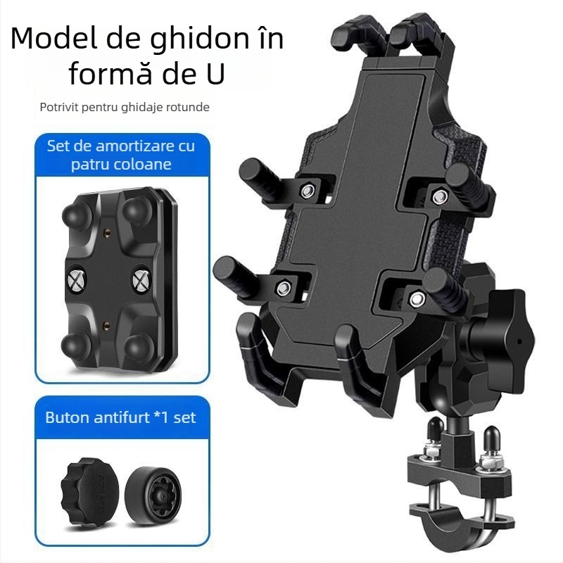 Suport pentru telefon pentru motocicletă, construcție metalică, stil cyberpunk, încărcare wireless