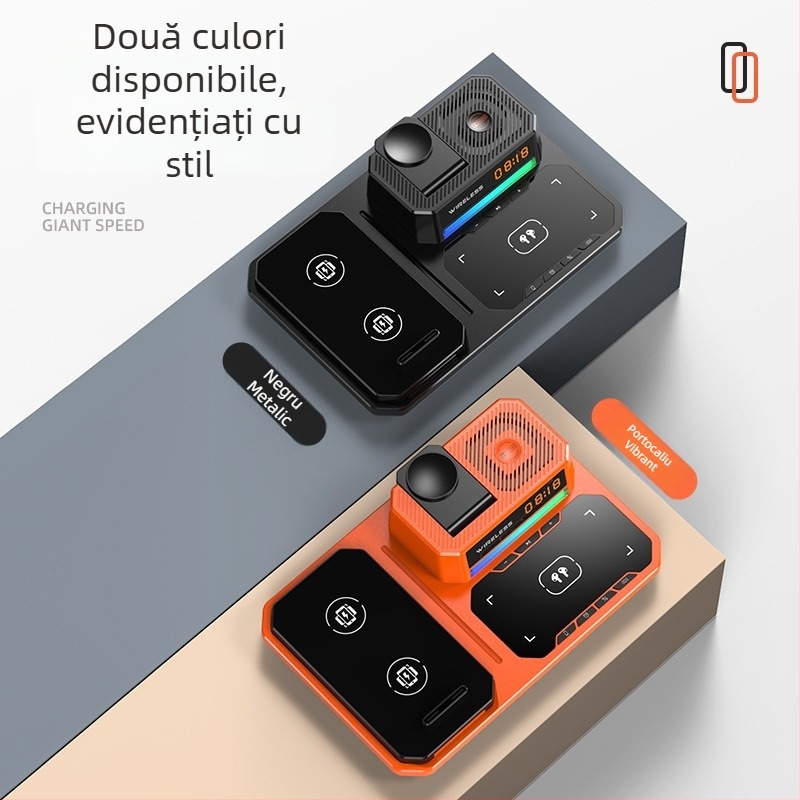 Suport de birou 6 în 1 cu încărcare wireless, 15W, CE/FCC/ROHS, plastic, universal