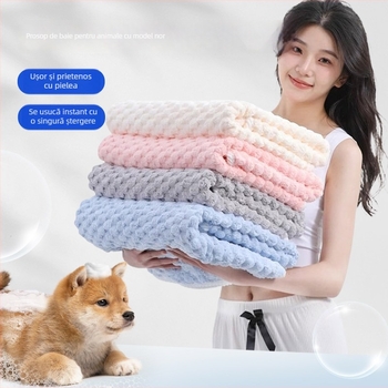 Prosop de baie pentru animale de companie – moale din fleece coral, ultra-absorbent, uscare rapidă, antibacterian și deodorant, moale și fără scame, pentru câini