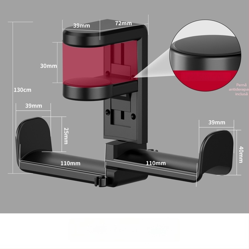Suport pentru căști pe birou cu cârlige duble, rotativ, model Rt-23, greutate 145 g, marca Baisibo, personalizare disponibilă, garanție de 1 an