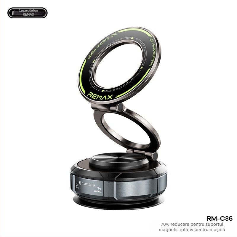 RM-C36 Suport magnetic pentru mașină și birou, rotativ, pliabil în trei secțiuni, ABS+PC+TPU+aliu de zinc
