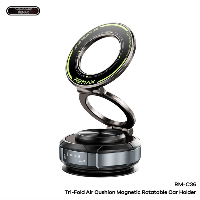 RM-C36 Suport magnetic pentru mașină și birou, rotativ, pliabil în trei secțiuni, ABS+PC+TPU+aliu de zinc