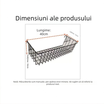 Coș de depozitare din fier forjat cu plasă, organizator suspendat, 1 nivel, fără montaj; potrivit pentru cosmetică/bijuterii, cărți și reviste, cabluri.