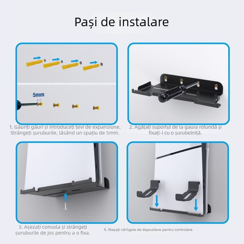 PS5 Slim suport de perete pentru consolă – Fier, raft de depozitare montat pe perete, model Ps5slim console