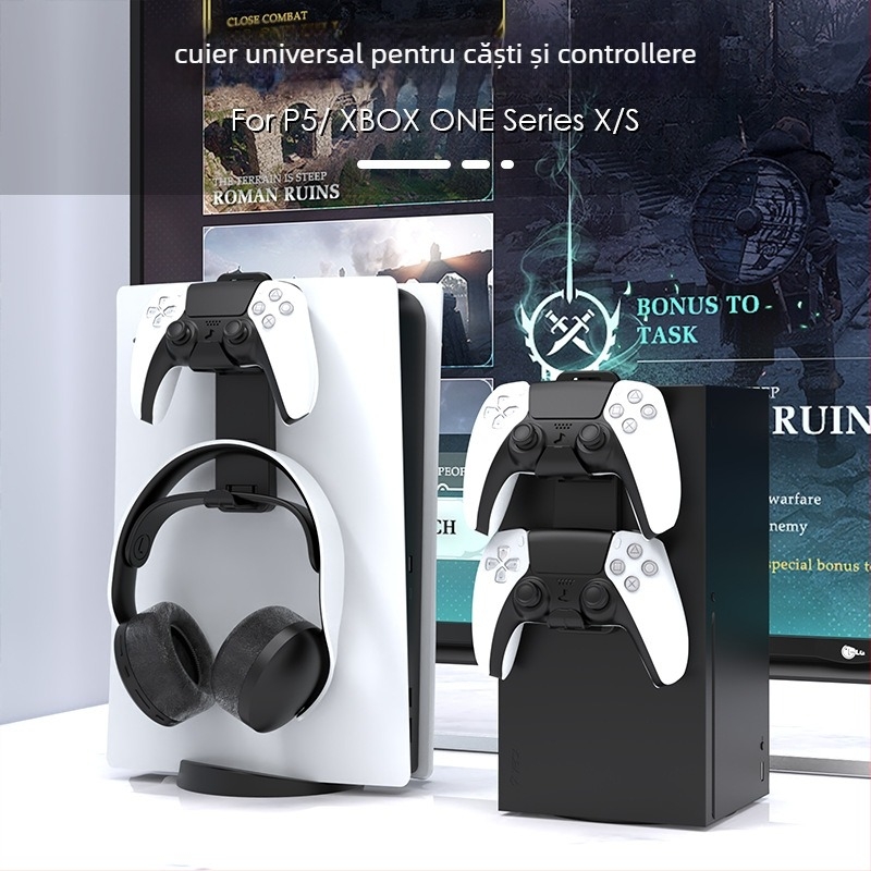 Suport de depozitare pentru controllere și căști PS5/Xbox cu cârlig VR – iluminat, material ABS, poate ține controllere, căști și echipament VR