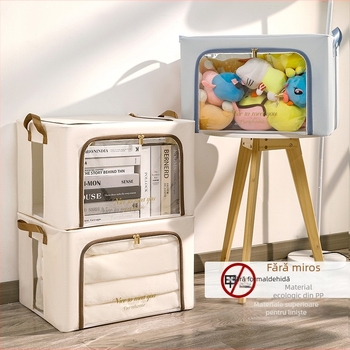 Cutie de depozitare pliabilă din țesătură, model 8019, capacitate 90–100 L, organizator portabil pentru haine și jucării