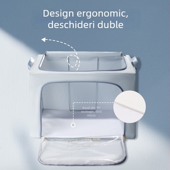 Cutie de depozitare pliabilă din țesătură, model 8019, capacitate 90–100 L, organizator portabil pentru haine și jucării