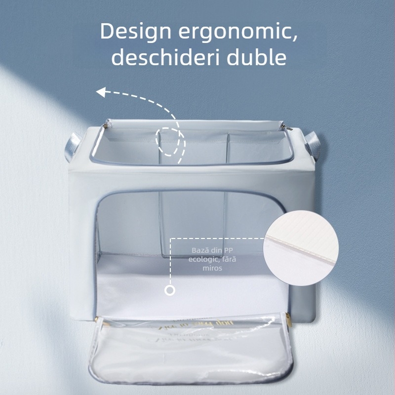 Cutie de depozitare pliabilă din țesătură, model 8019, capacitate 90–100 L, organizator portabil pentru haine și jucării