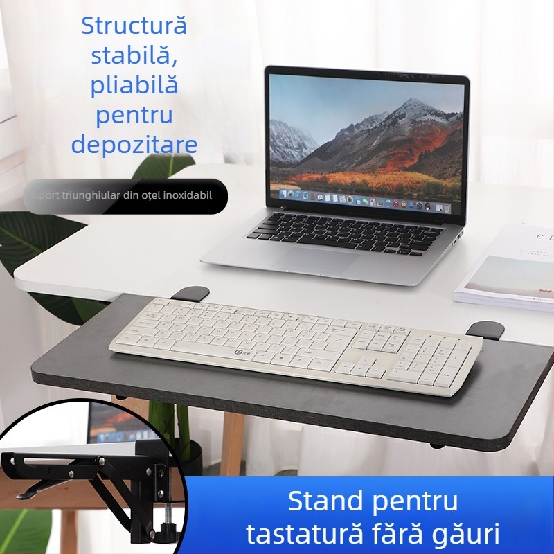 Suport pliabil pentru tastatură cu clips, din oțel laminat la rece, model 0033, încărcare 50 kg