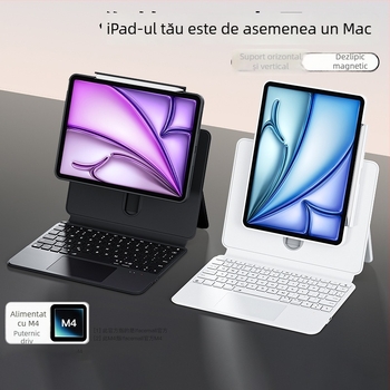 Tastatură Bluetooth fără fir pentru iPad Pro 11 inch și 13 inch, cu husă magnetică și suport ergonomic