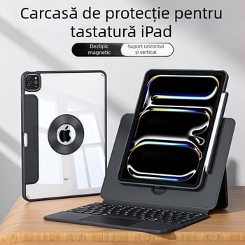 Tastatură Bluetooth fără fir pentru iPad Pro 11 inch și 13 inch, cu husă magnetică și suport ergonomic