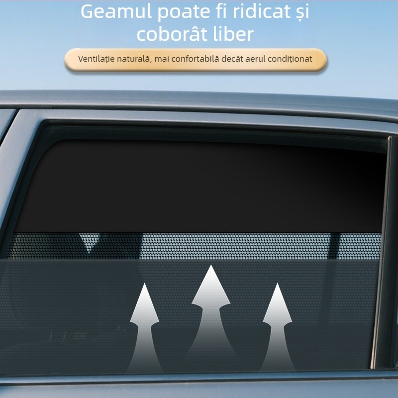 Lanbowang parasol magnetic pentru geamul mașinii, cu design compartimentat, din plasă și bandă neagră, prindere magnetică, semi-transparent