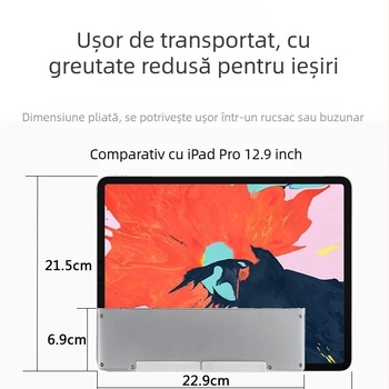 B048 Tastatura Bluetooth pliabilă cu suport încorporat, mini portabilă, încărcare Type-C, ergonomic