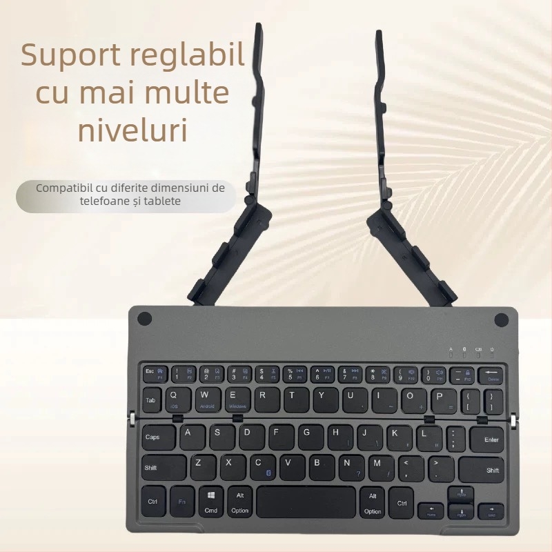 B048 Tastatura Bluetooth pliabilă cu suport încorporat, mini portabilă, încărcare Type-C, ergonomic