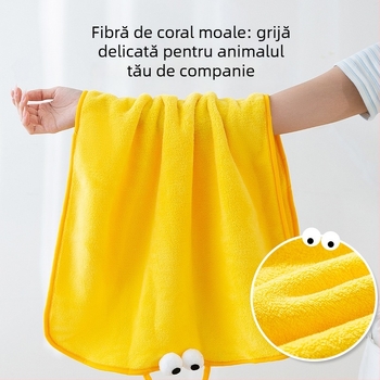 Prosop de baie pentru câini din fleece coral, absorbant, uscare rapidă, Zhongmu, model 2404SXMJ5045-ZM
