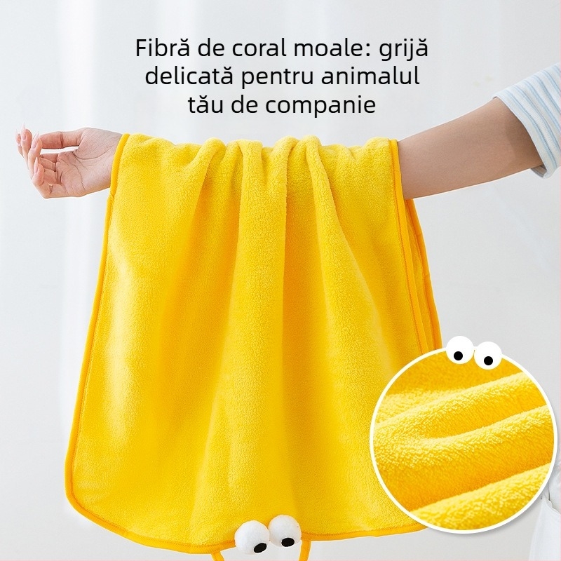 Prosop de baie pentru câini din fleece coral, absorbant, uscare rapidă, Zhongmu, model 2404SXMJ5045-ZM