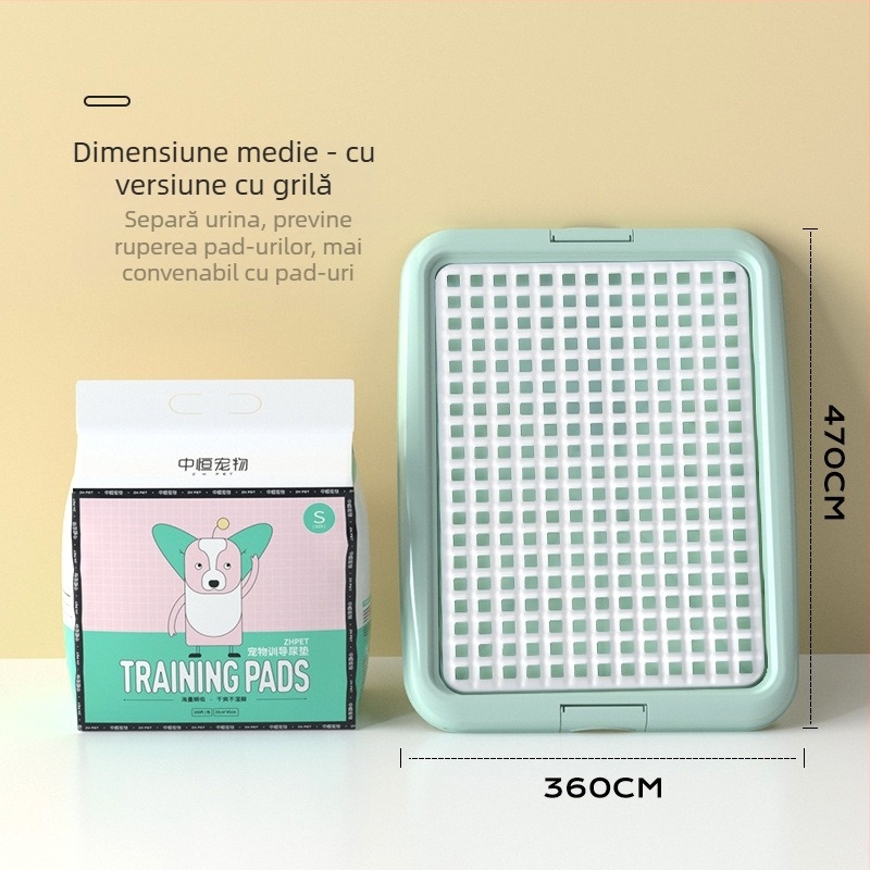 Toaletă pentru câini din plastic, bazin plat, menține labele uscate, previne călcarea pe fecale, tavă de toaletă