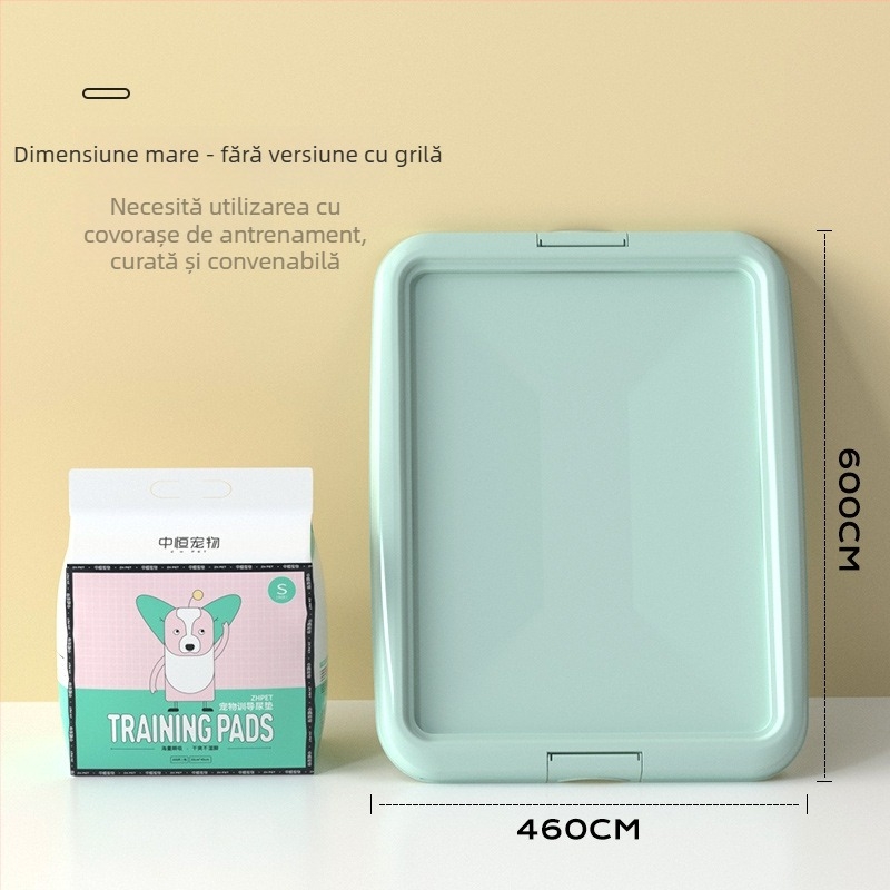 Toaletă pentru câini din plastic, bazin plat, menține labele uscate, previne călcarea pe fecale, tavă de toaletă