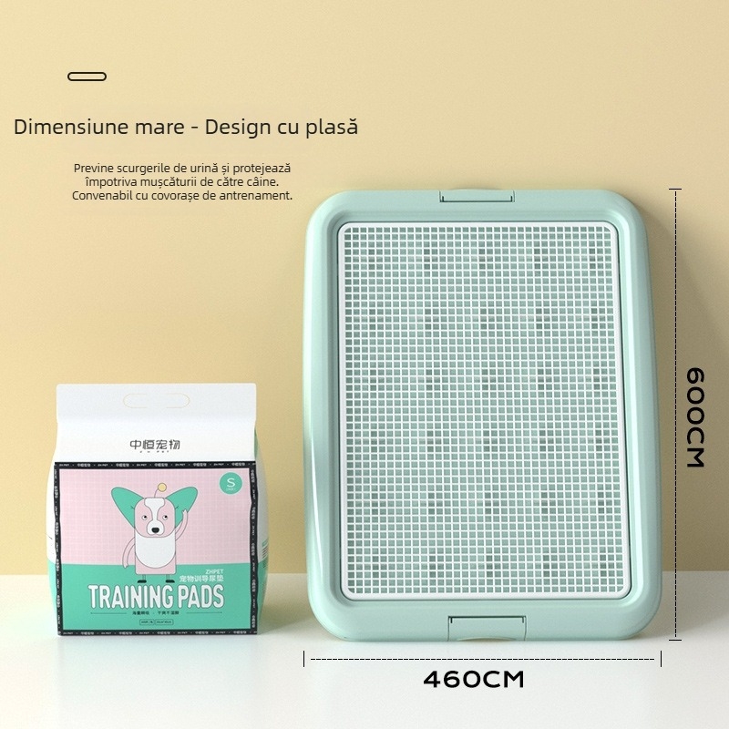 Toaletă pentru câini din plastic, bazin plat, menține labele uscate, previne călcarea pe fecale, tavă de toaletă