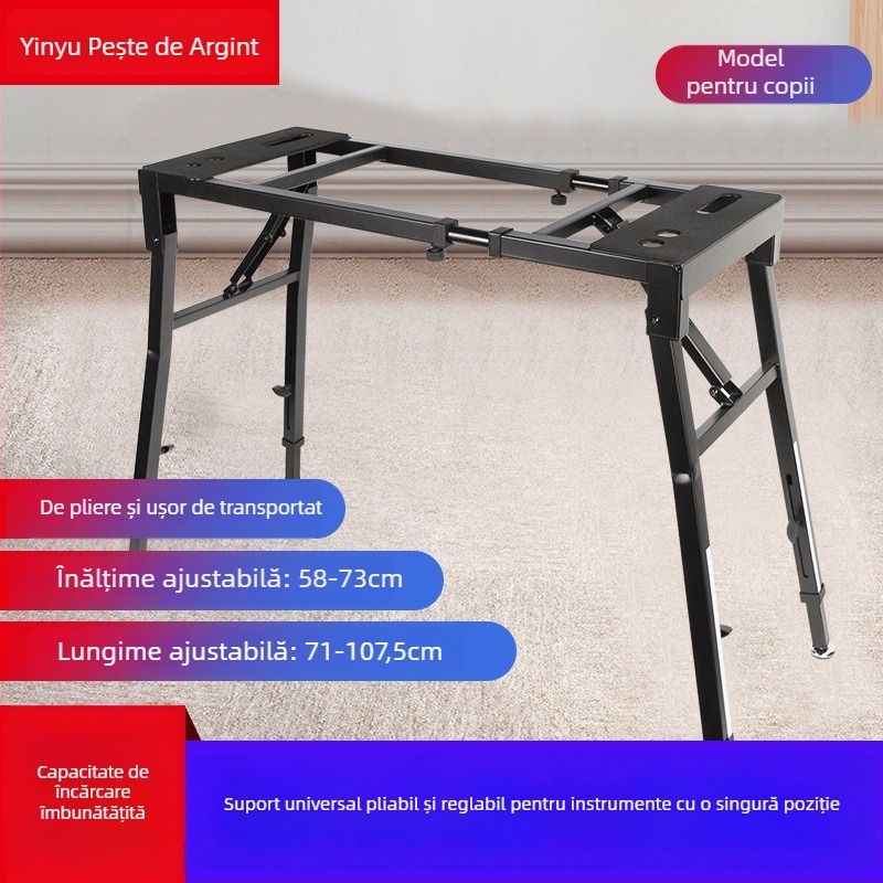 Suport pentru pian electric, universal, model KS265, din țeavă de oțel, marcă Silver Fish, compatibil cu o tastatură electronică.