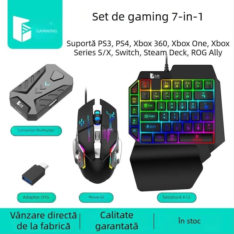 Convertor Tastatură și Mouse pentru Console de Jocuri - Interfață USB pentru tastatură, Interfață USB pentru mouse, funcționare fotoelectrică, 3200dpi, personalizare disponibilă