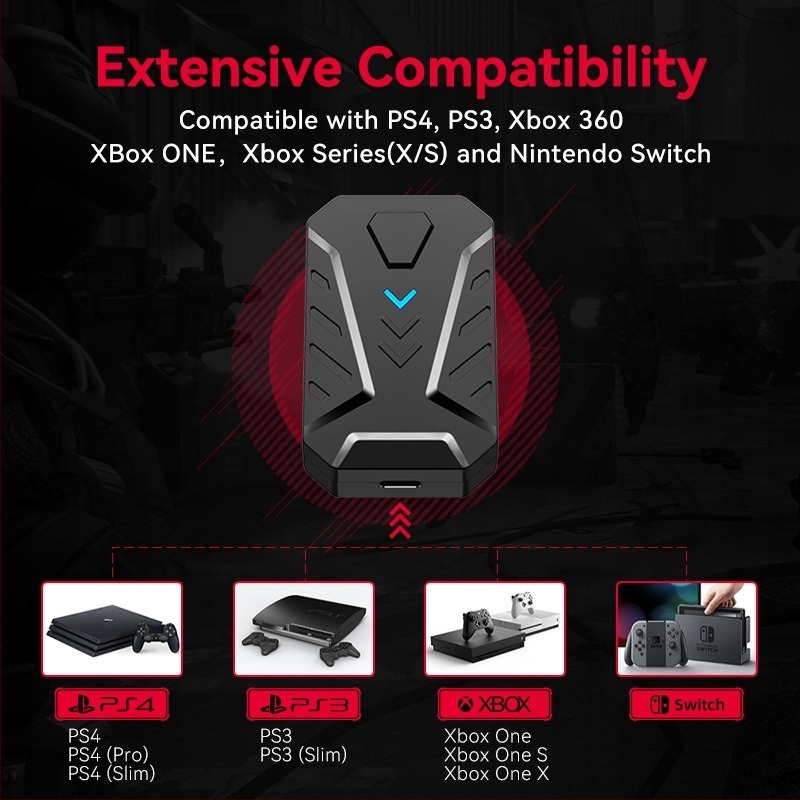 Convertor Tastatură și Mouse pentru Console de Jocuri - Interfață USB pentru tastatură, Interfață USB pentru mouse, funcționare fotoelectrică, 3200dpi, personalizare disponibilă