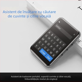 Dispozitiv de învățare cu ecran tactil și butoane pentru ascultare în engleză și repetare, card TF extins și USB 2.0, Bluetooth, radio FM și înregistrare, suportă MP3/WMA/WAV/OGG/FLAC/APE, baterie Li-ion până la 7 zile