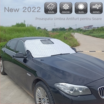 Protecție auto împotriva zăpezii cu montaj telescopic, folie de aluminiu, instalare pe partea din față, personalizare disponibilă
