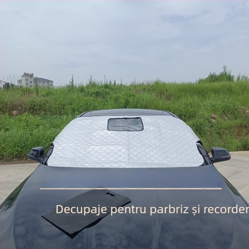 Protecție auto împotriva zăpezii cu montaj telescopic, folie de aluminiu, instalare pe partea din față, personalizare disponibilă