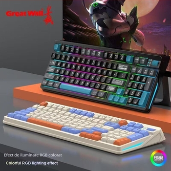Tastatură Silențioasă, 96 taste, cablu, iluminare RGB, ABS material pentru desktop