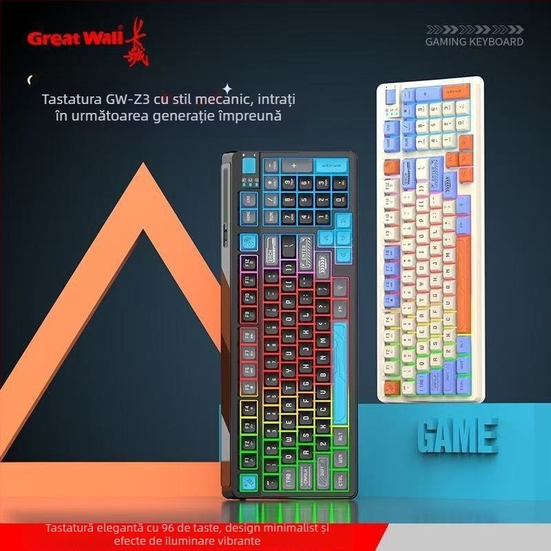 Tastatură Silențioasă, 96 taste, cablu, iluminare RGB, ABS material pentru desktop