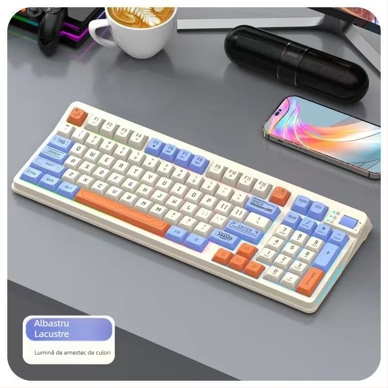 Tastatură Silențioasă, 96 taste, cablu, iluminare RGB, ABS material pentru desktop
