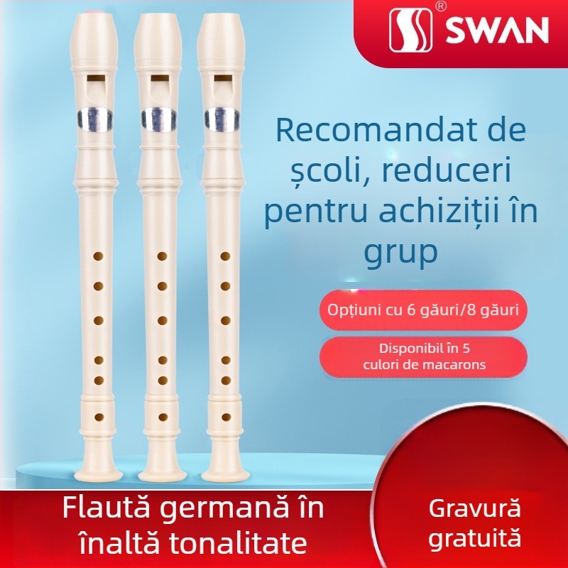 Swan recorder, instrument de început pentru copii, cu 6 găuri, stil german, practică în clasă