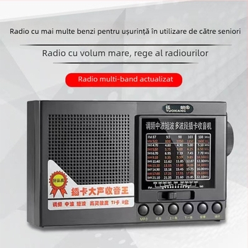 Radiocas portable cu bandă completă pentru vârstnici, model T-6625 — interfață USB, suport MP3, difuzor încorporat, baterie de peste 4000 mAh