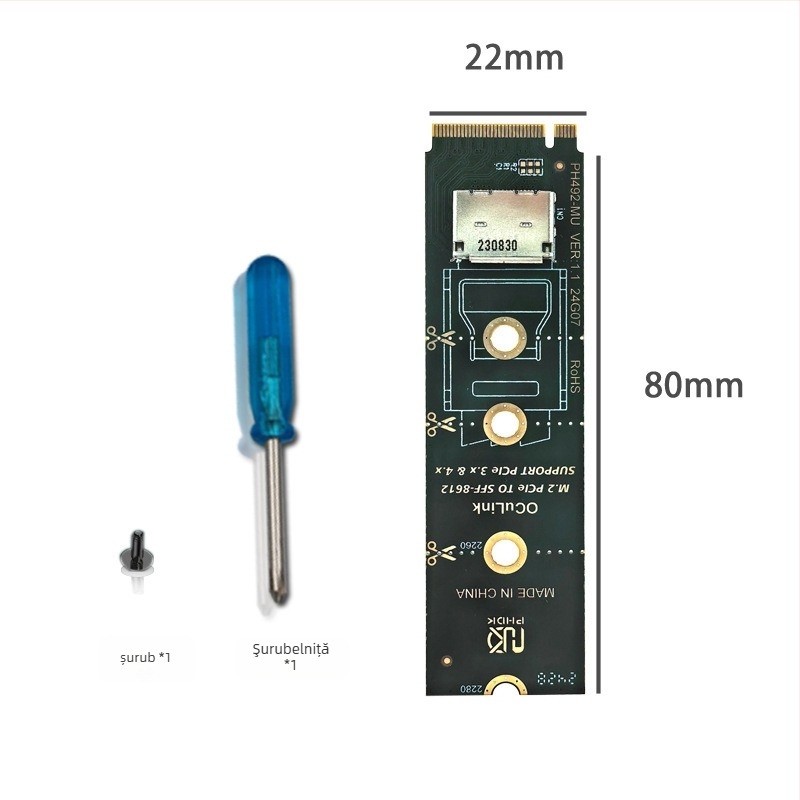 Carte adaptor Oculink pentru M.2 NGFF M-key NVMe PCIe (SFF-8611/8612), PH492-MU/PH492-MD
