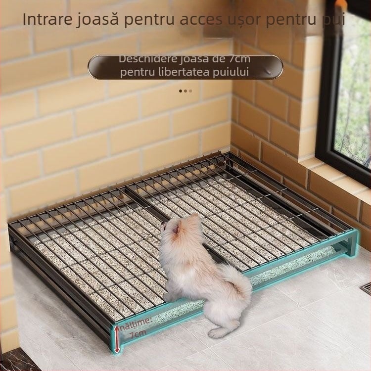 Toaletă pentru câini cu design tip sertar, anti-derapare, din plastic, cu spălare integrată și tavă pentru nisip
