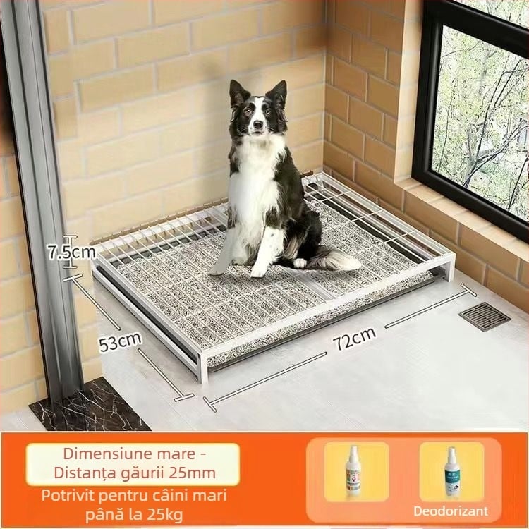 Toaletă pentru câini cu design tip sertar, anti-derapare, din plastic, cu spălare integrată și tavă pentru nisip