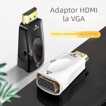 Convertor HDMI masculin către VGA femelă, adaptor pentru monitor/proiector/TV cu audio