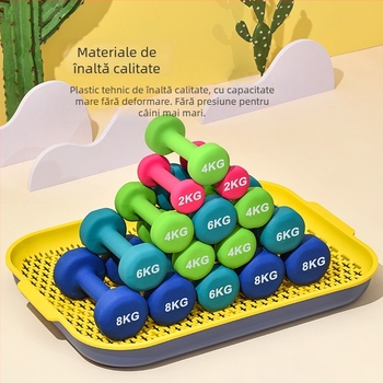 Toaletă pentru câini cu tavă plată, gard înalt, sistem anti-stropire și stâlpi de susținere