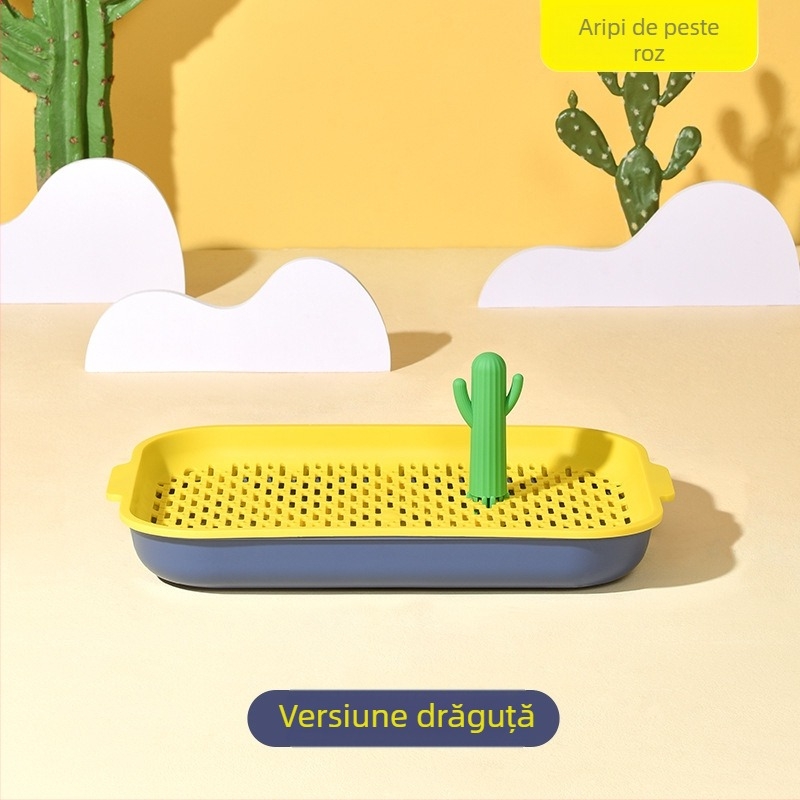 Toaletă pentru câini cu tavă plată, gard înalt, sistem anti-stropire și stâlpi de susținere