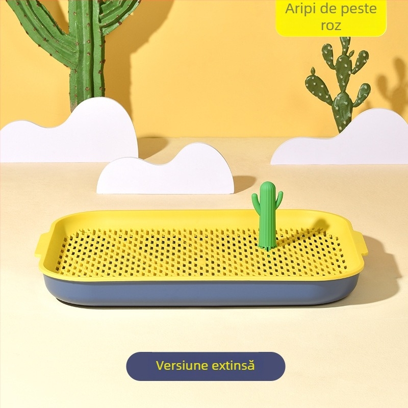 Toaletă pentru câini cu tavă plată, gard înalt, sistem anti-stropire și stâlpi de susținere